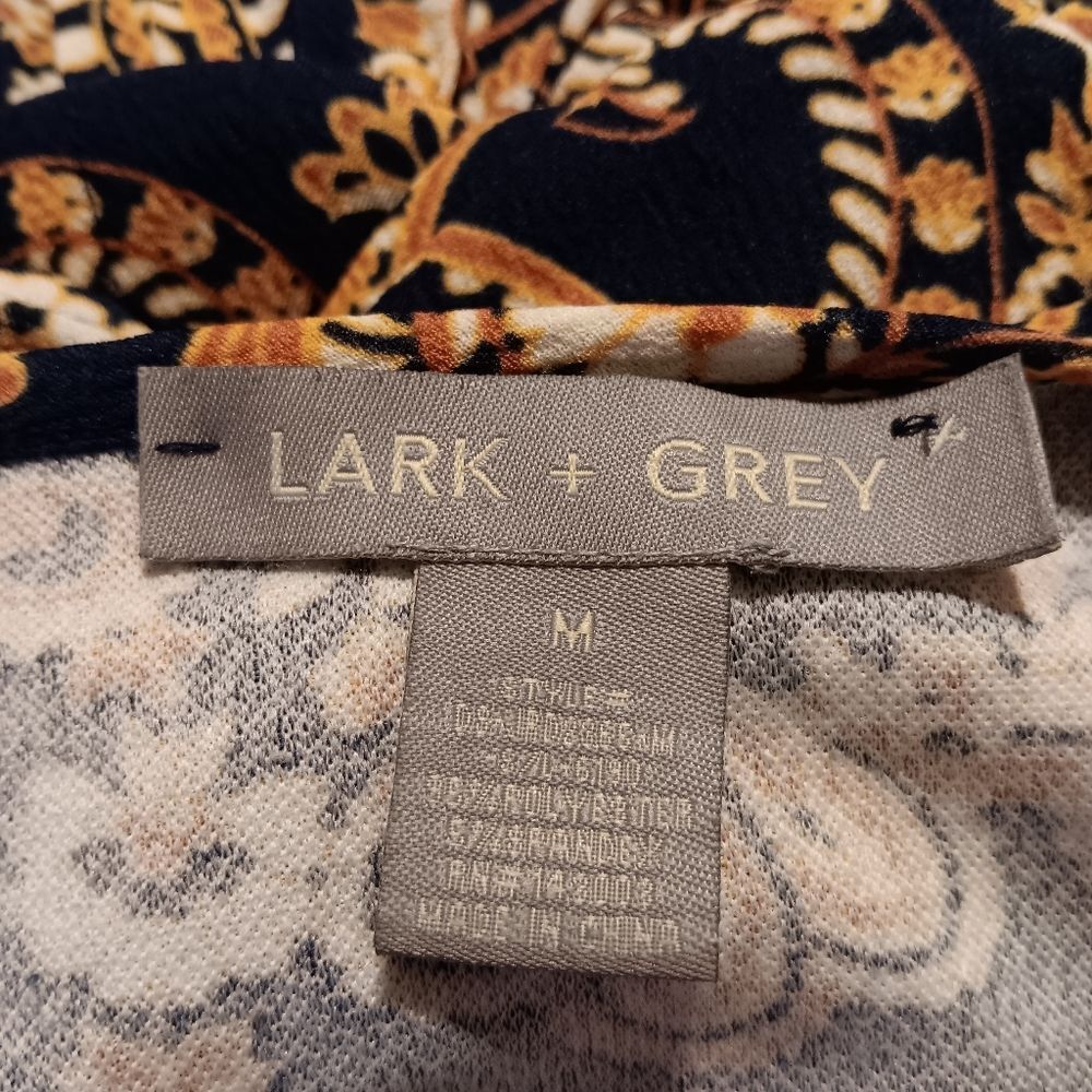 Lark + Grey Paisley Wrap Front PLEATED Dress. Career. Professional. - Picture 10 of 12